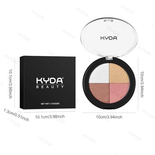 KYDA Eye & Cheek Palette, Eyeshadow and Highlighter Makeup, 4-In-1 Glow Face Palette for Women, Multiuse Blush, Highlighting Eye & Cheek Pallet for Mature Skin