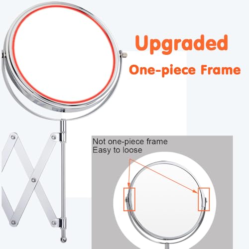 Welllink 8Inch XL Wall Mounted Bathroom Mirror, 1X/7X Magnification, High-Definition Glass, Chrome Finish, Space Saving Design