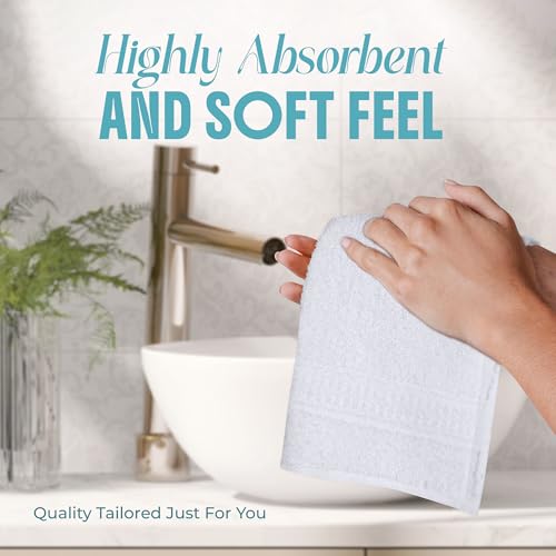 Threads+ White Wash Cloths, 100% Cotton, Soft & Absorbent, 12x12, 600 GSM, Durable Face Towels for Bathroom, Gym, Spa & Baby Care (White) Brand: Threads Plus (Pack of 12)