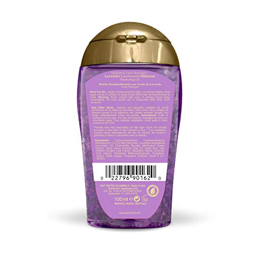 OGX Hydrate & Color Reviving + Luminescent Platinum Penetrating Oil, Lavender 3.3 Fl Oz