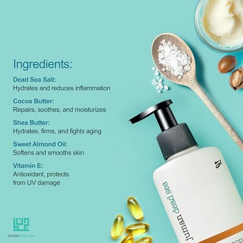 JUMAN Dead Sea Minerals Moisturizing Body Lotion Trio | Fast Absorbing & Non-Greasy | Hydrating Moisturizer with Shea, Cocoa Butter & Sweet Almond Oil | Skin Moisturizer for Women & Men