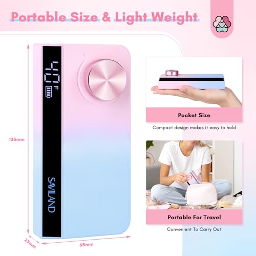 SAVILAND Portable Electric Nail Drill: 40000 RPM Rechargeable Electric Nail File for Acrylic Nails Professional with Ceramic Corn Head Nail Drill Bits for Nails Manicure Tools & Pedicure Kit Salon Use