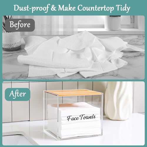 Acrylic Disposable Face Towel Holder, Clean Towels XL Box Intented for Clean Face Towels XL, Facial Towel Container Dispenser for Bathroom
