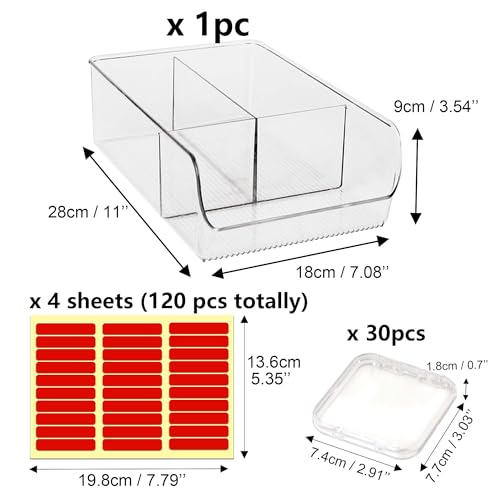 30 Pcs Press On Nail Storage Box Container False Nail Organizer Acrylic Display Case Packaging Box with a Large Stackable All-In-One Box and 120 Pcs Double Sided Adhesive Nail Display Tape