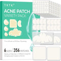 TKTK Pimple Patches for Face, 6 Sizes Hydrocolloid Acne Patch Variety, Large Acne Stickers for Cheeks, Forehead, Chin, Nose, Back Blemishes Zit Breakouts (4 Shapes 356 Count)