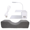 Akozon Eyelash Extension Neck Pillow Acrylic Grafting Soft Sponge Shelf Organizer Stand LED Light Set with Beauty Salon Pillow for Lash Eyelash Lash Curve Pillow Neck Contour Pillow