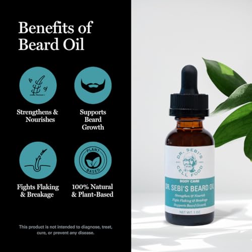 Beard Oil for Men with Batana Oil - Strengthens, Moisturizes & Supports Natural Beard Growth - Dr. Sebi Beard Conditioner for Grooming with Argan, Jojoba & Grapeseed & Oils - 1 fl oz