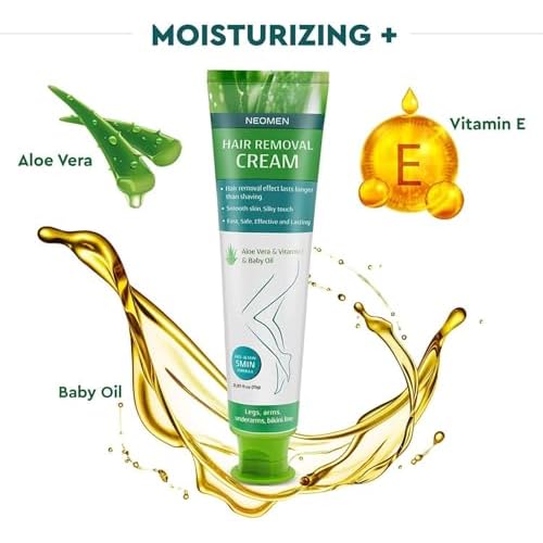 Hair Removal Cream for Men & Women: Painless Depilatory for Sensitive Skin & Intimate Areas, Moisturizing with Aloe Vera & Vitamin E, Safe for Face, Underarms, Bikini, Arms (3.7 Fl Oz (Pack of 2))