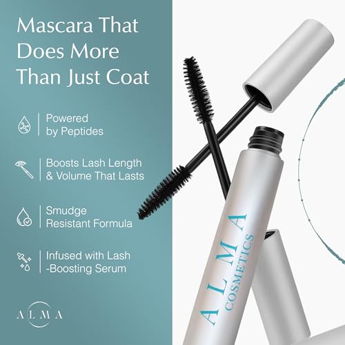 Eyelash Growth Mascara,Eyelash Extensions Safe, Water Based, Oil Free, Peptide Booster Infused, Nourishing, Vegan, Cruelty Free, Black