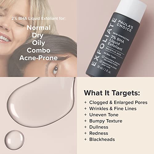 Paula's Choice 2% BHA Liquid Exfoliant & Skin Balancing Toner, Minimizes Clogged, Enlarged Pores with Salicylic Acid & Niacinamide, for Combination & Oily Skin, Fragrance-Free, Set of 2