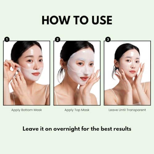 VeganMucin Lifting Hydrogel Korean Face Mask 3 EA, Improves Skin Texture, Glowing Skin, Made in Korea