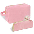 Personalized Initial Makeup Bag Trendy Stuff Corduroy Cosmetic Bag Travel Toiletry Bag, Valentine¡¯s Day Gift Makeup Organizer Case & Makeup Pouch for Women teen Girls Mom Girlfriend Wife