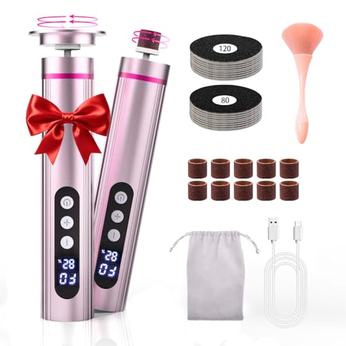 Electric Callus Remover for Feet ? 2-in-1 Rechargeable Foot Sander with Sandpaper Discs & Nail Drill Bits, Adjustable Speed, LED Display, Professional Pedicure Tool for Home & Travel