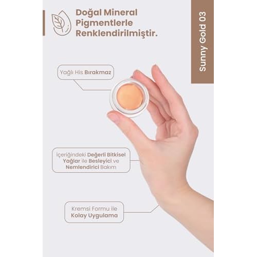 Bade Natural Cream Eyeshadow Sunny Gold 03 ? 100% Natural Shimmery Cream-to-Powder Eye Color ? Infused with Mica for Radiant Glow ? Long-Lasting, Blendable