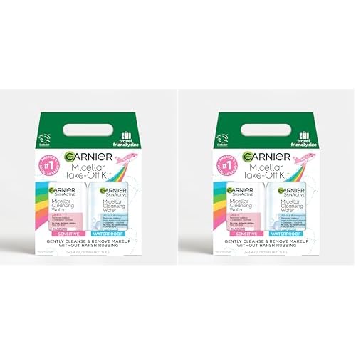 Garnier Micellar Water Travel Size Take-off Kit, All-In-1 Facial Cleanser & Makeup Remover, Mini All-In-1 Micellar + Mini Remover for Waterproof Makeup (Pack of 2)