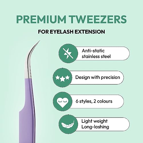Eyesy Lash Ultimate Volume Lash Tweezer | Professional Volume False Lash Application Tool | Multi Shapes & Purposes Tweezers | Non-Slip Grip Tweezers (Black)