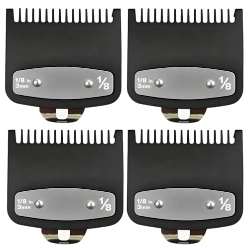 Replacement Fit for Wahl Clipper Guards Set,4Pack Compatible with Wahl Clipper Guards,1.5 Guard,1/8'' 3mm Metal Hair Clippers Guard for Hair Styles and Barbers.
