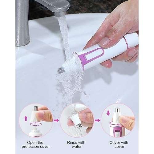 AREYZIN Nose Hair Trimmer for Women Rechargeable Eyebrow & Facial Hair Trimmer for Men, Professional Painless Nose Trimmer with IPX7 Waterproof, Dual Edge Blades for Easy Cleaning