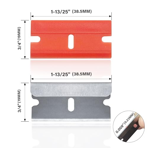 HAUTMEC Razor Blade Scraper Tool With 24Pcs Extra Blades, 10 Plastic Rozor Blades, 14 Carbon Steel Razor Blades, Removing Decals, Stickers, Labels for Glass, Tile, Window, Car, Cooktops 25031