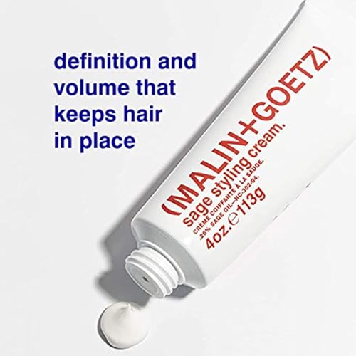 MALIN+GOETZ Sage Styling Cream | Flexible Hold Styling Cream for All Hair Types | Adds Shine, Definition + Volume | Tames Frizz + Flyaways | Nourishing Formula | Cruelty-Free (1 Fl Oz / 4 Fl Oz)