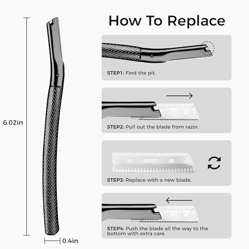 ZOMCHI Eyebrow Razor, Face Razors for Women&Men, Eyebrow Trimmer Shaper with Precision Cover,Facial Shaver with 6 Blades (Black)