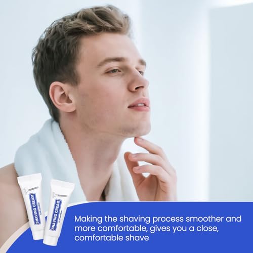 50 Pack Travel Size Shaving Cream Bulk,10ml/0.35fl oz Individually Wrapped Mini Disposable Shaving Cream in Bulk 1.2x2.8 inch Travel Size Toiletries Amenities for Guests,Homeless,Charity
