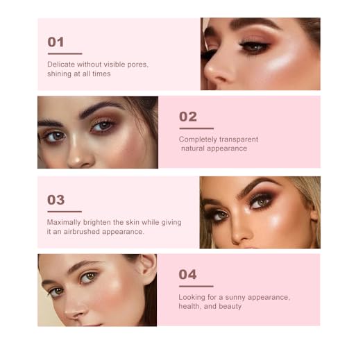 Baked Face Trio Palette,Highlighter Blush Contour &Eyeshadow All in One,Silky Smooth Blendable Powder,Natural Low Saturation Shades, Color-Rich Waterproof Long-Lasting Makeup Palette for Daily Use-B02