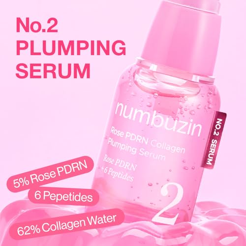 numbuzin No.2 Rose PDRN Collagen Plumping Serum, Hydrating & Firming Serum with Peptides, Plump, Glowing Skin, Korean Skincare, 1.01 fl oz (30ml)