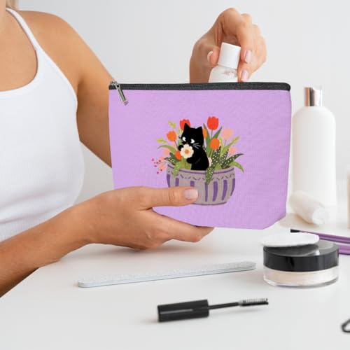 5 Pack Floral Succulent Cat Gifts for Women Gifts for Cat Lovers Makeup Bag, Cosmetic Bags for Women, Pet Cats Mom Girls Friends Friendship Bachelorette Toiletry Bag Christmas Birthday Graduation