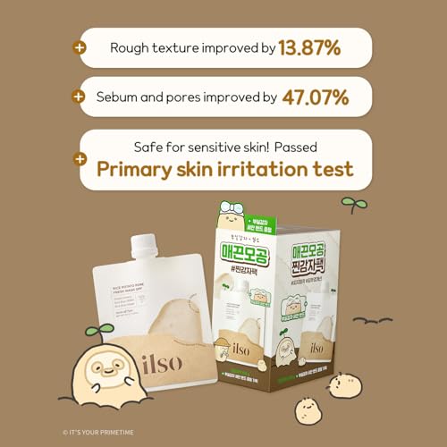 ilso Rice Potato Pore Fresh Wash-Off Face Mask Potato Edition, 5.29 oz, with Rice Bran Water and Potato Extract, Korean skincare, blackheads, sebum