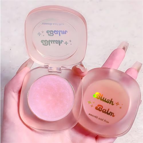 Color Changing Blush,Magical Temperature Change Powder Blusher Cream For Cheeks £¬Eyes And Lips Tint Makeup,Lasting Moisturizing Rouge, Brightening, High Gloss Black Powder Blusher Cream (Pink+Rose)