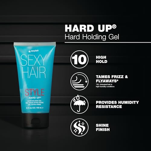 SexyHair Style Hard Up Hard Holding Gel | Extreme Hold | Non-Flaking Formula | All Hair Types