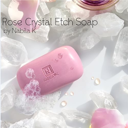 Nabila K Crystal Etch Microdermabrasion Soap Bar, Rose ? 5 oz Facial Exfoliator & Cleanser Made in USA ? Fine Crystal Polish for Smooth, Radiant Skin ? Naturally Derived Ingredients