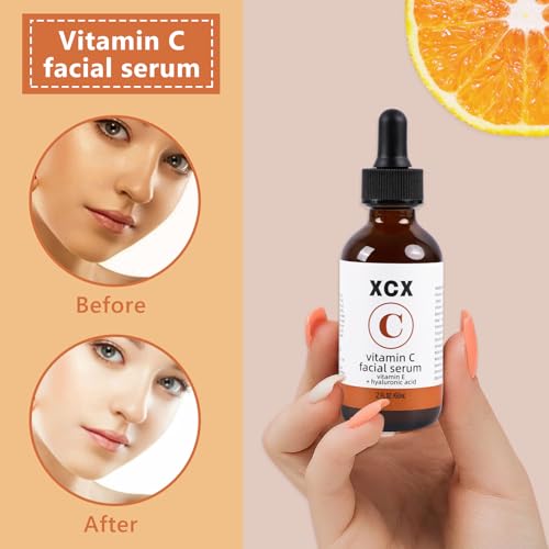 Vitamin C Serum For Face with Vitamin E Hyaluronic Acid - Boost Skin Collagen,Hydrate & Plump Skin, Anti Aging & Wrinkle Facial Serum 60ml