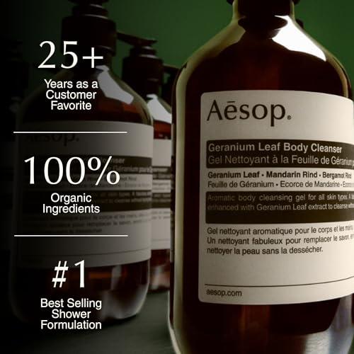 Aesop Geranium Leaf Body Cleanser | Gentle Shower Gel with Geranium, Mandarin and Bergamot Essential Oil Blend to Refresh & Balance Skin | 500 mL / 16.9 oz