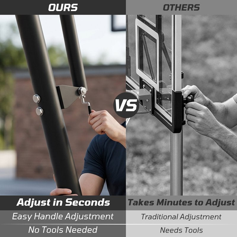 Portable Adjustable Basketball Hoop with 44-Inch Backboard for Outdoor & Indoor Play