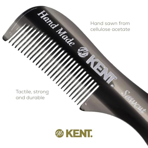 KENT A 81T Graphite X-Small Men's Beard Mustache Pocket Comb, Fine Toothed for Facial Hair Grooming and Styling. Hand-Made of Quality Cellulose Acetate, Made in England