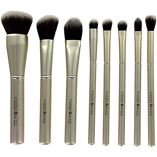 Annika Maya 8 pc Professional Cosmetic Brush Set with Bag - Synthetic Hair