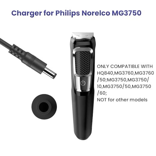 8V Power Cord Fit for Philips Norelco HQ840 Multigroom Series 3000 MG3750 MG3750/10 MG3750/50 MG3750/60 MG3760 MG3760/50 Electric Shaver Trimmer Razor Replacement Charger Supply