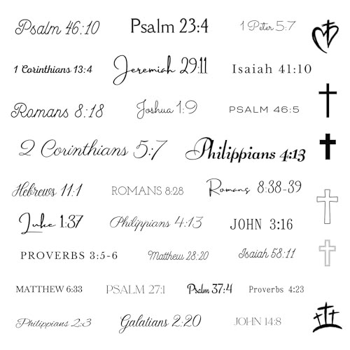One Grace Foundations of Faith Christian Temporary Tattoos - Inspirational Scripture Selections - Motivational Bible Verse Words and Christian Cross Tattoos