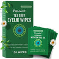 100PCs Tea Tree Eyelid Wipes ? Cleaning Eye Wipes for People with Dry Eyes & Allergies ? Gentle Eyelid Cleanser with Hyaluronic Acid, Chamomile and Aloe ? Individually Wrapped & Biodegradable