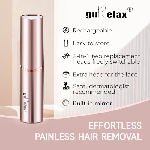 Facial Hair Remover for Women(Gen 3 Pro), Eyebrow Facial Trimmer, Luxury 2 in1 Hair Removal Device for Face, Lip, Nose, with Replacement Heads