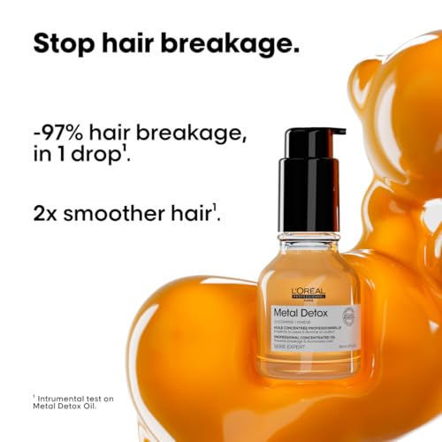 L'Oreal Professionnel Metal Detox Leave-In Oil - Detoxifies, Prevents Damage and Prolongs Hair Color With Shine