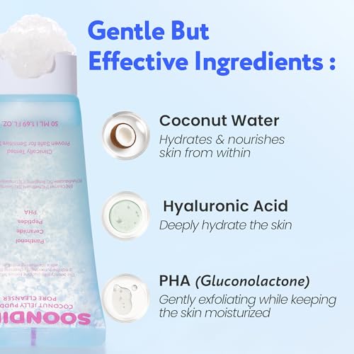 Coconut Jelly Pudding Cleanser | Deep Pore Cleansing & Gentle Exfoliation with Jelly-to-Foam Texture | Hydrating Face Wash with Panthenol, Ceramide & Peptides (50ml / 1.69 fl oz)