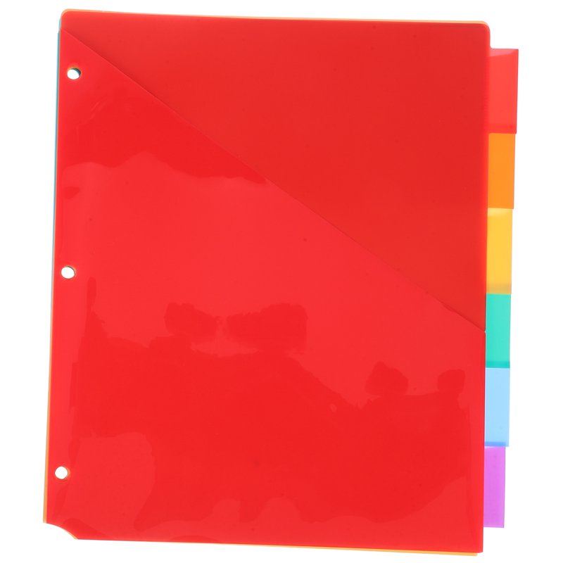 Multicolor Plastic Binder Dividers with Tabs for A4 & Letter Size Binders - 6 Pack