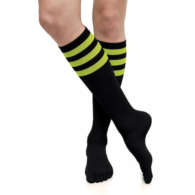Knee High Cotton Socks with Stripes - Bulk Pack of 6 Pairs, Casual & Fashionable