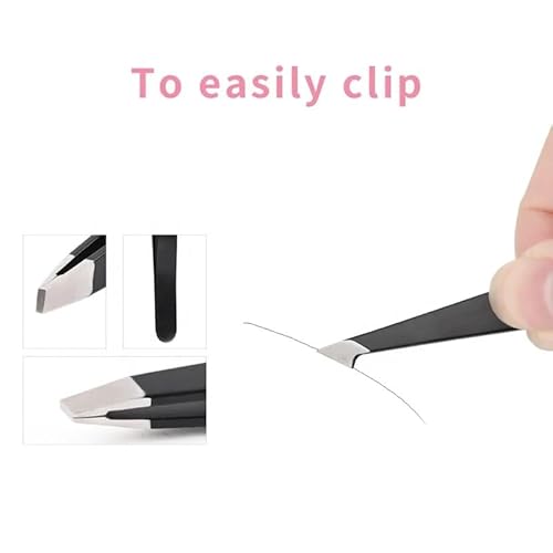 Tweezers Set with Travel Case for Ingrown Hair - Professional Stainless Steel Tweezers for Eyebrows - Best Precision for Facial Hair for Women & Men, Splinter 4-Piece Set Hair Removal (Black)