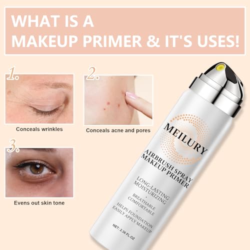 AirBrush Foundation Spray Set, Spray Foundation Makeup and Hydrating Face Air Primer Kit, Longwear Waterproof Liquid Matte Foundation Mist for Flawless Look (01 Natural)