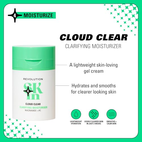 Revolution Skin, Cloud Clear Niacinamide & IPC Clarifying Moisturizer, Lightweight & Hydrating Face Cream, Vegan & Cruelty-Free, 1.69 fl oz