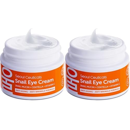 SeoulCeuticals Korean Snail Mucin Eye Cream - 97.5% Snail Filtrate K Beauty Anti Aging Under Eye Anti Wrinkle Eye Treatment Cream 0.5oz (Pack of 2)